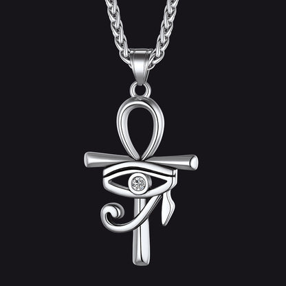 Egyptian Ankh Cross Necklace Pendant With Eye of Horus