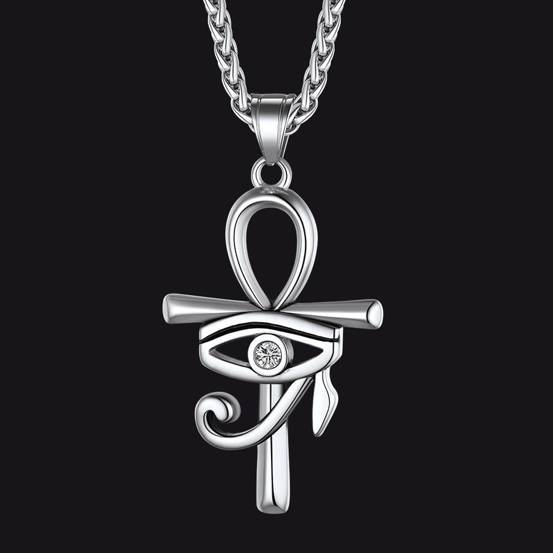 Egyptian Ankh Cross Necklace Pendant With Eye of Horus