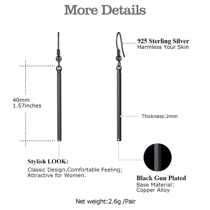 Minimal Long Vertical Bar Dangle Earrings for