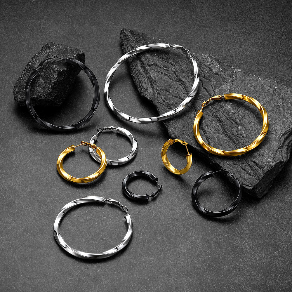 Thick Hoops Loop Earrings for 30/40/60/80mm