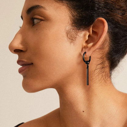 Punk Long Bar Drop Hoop Earrings for