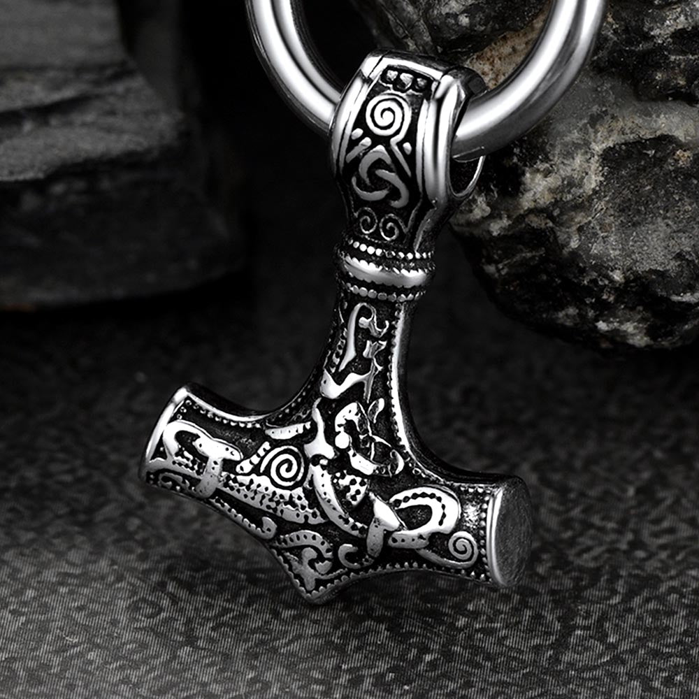 Viking Thor's Hammer Mjolnir Dangle Hoop Earrings Jewelry for