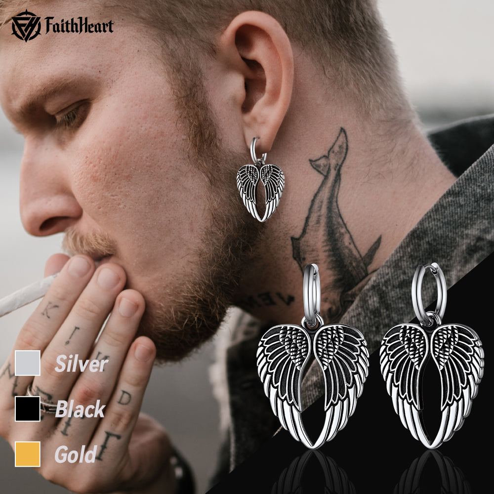 Flash Punk Angel Wing Hoop Dangle Earrings for