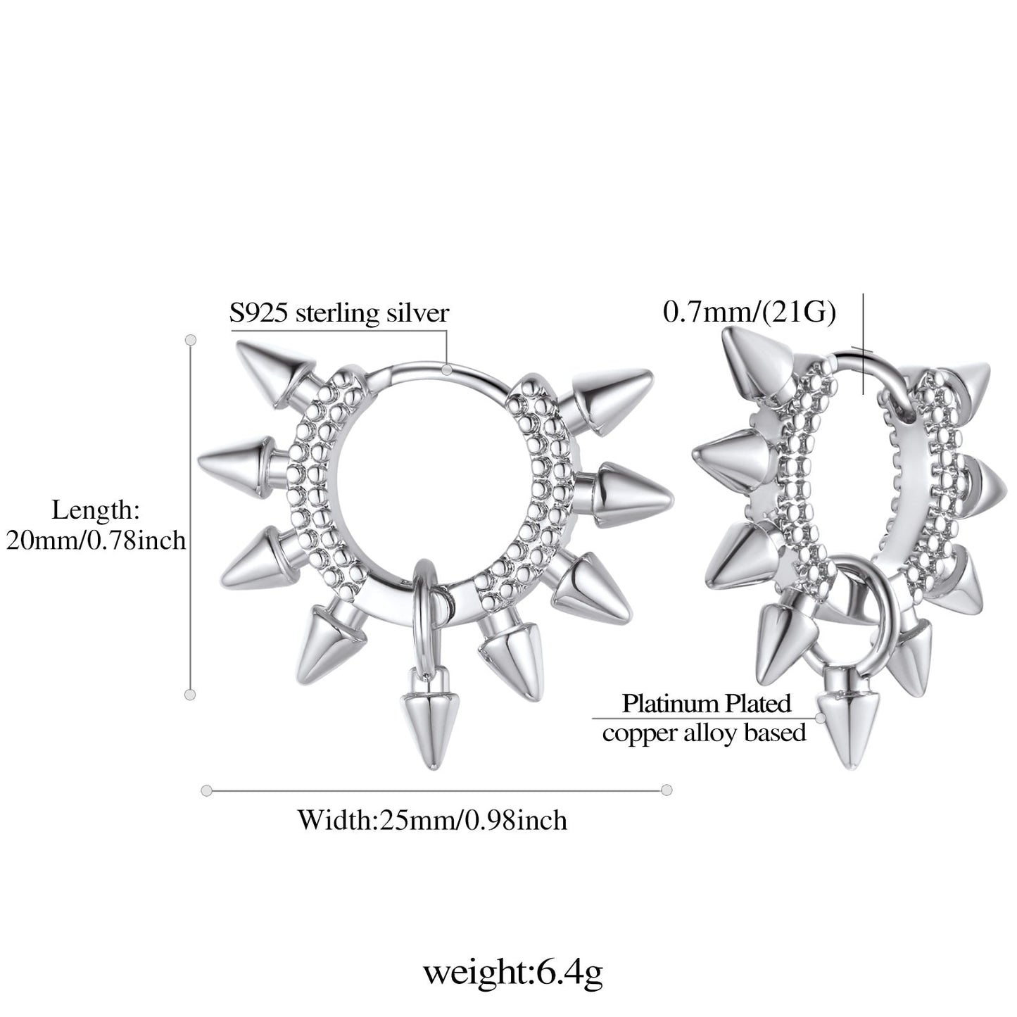 Rivet and Spike Hoop Earrings for