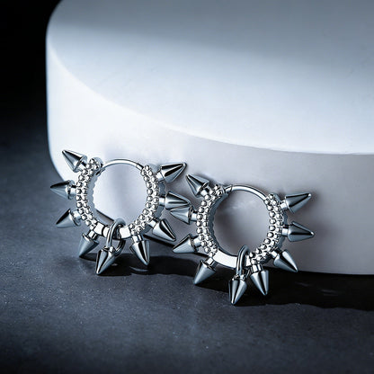 Rivet and Spike Hoop Earrings for