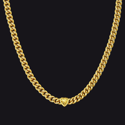 4.5mm Heart Birthstone Gold Chain Choker Necklace for