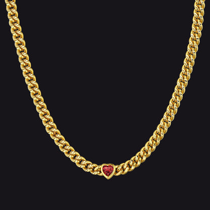 4.5mm Heart Birthstone Gold Chain Choker Necklace for