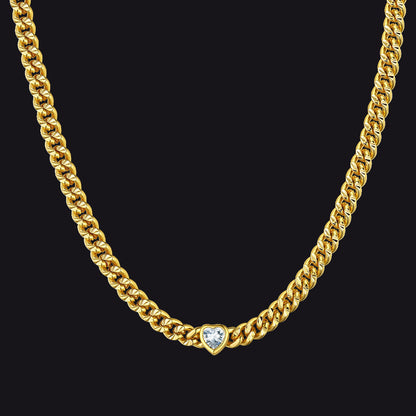 4.5mm Heart Birthstone Gold Chain Choker Necklace for