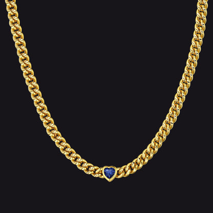4.5mm Heart Birthstone Gold Chain Choker Necklace for