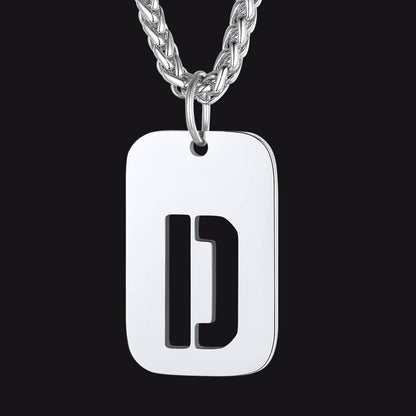 Personalized Hollow Letter Initial Dog Tag Pendant Necklace for