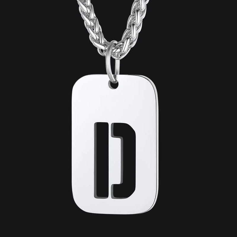Personalized Hollow Letter Initial Dog Tag Pendant Necklace for