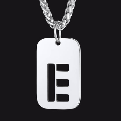 Personalized Hollow Letter Initial Dog Tag Pendant Necklace for