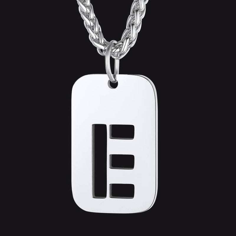 Personalized Hollow Letter Initial Dog Tag Pendant Necklace for