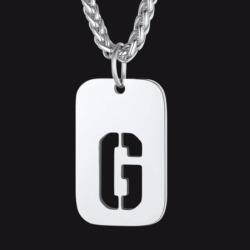 Personalized Hollow Letter Initial Dog Tag Pendant Necklace for