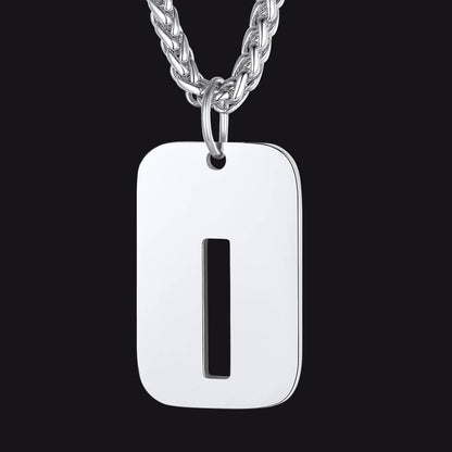 Personalized Hollow Letter Initial Dog Tag Pendant Necklace for
