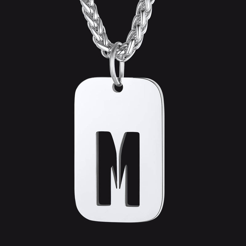 Personalized Hollow Letter Initial Dog Tag Pendant Necklace for