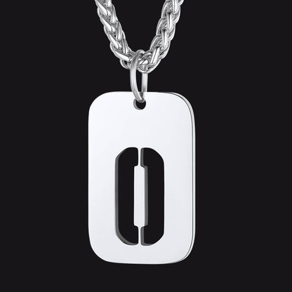 Personalized Hollow Letter Initial Dog Tag Pendant Necklace for