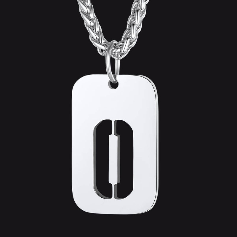 Personalized Hollow Letter Initial Dog Tag Pendant Necklace for