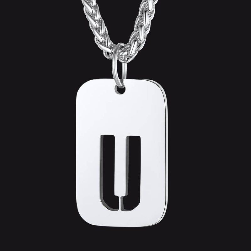Personalized Hollow Letter Initial Dog Tag Pendant Necklace for