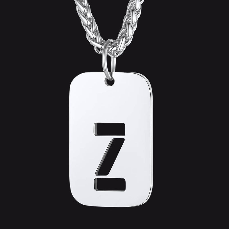 Personalized Hollow Letter Initial Dog Tag Pendant Necklace for