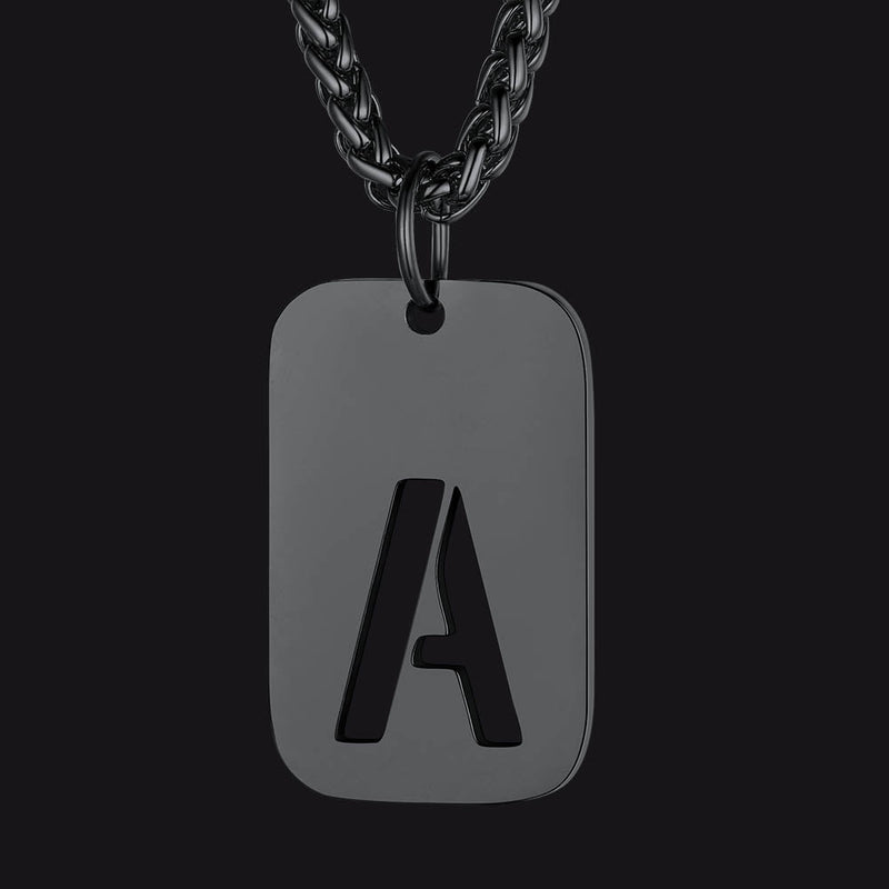 Personalized Hollow Letter Initial Dog Tag Pendant Necklace for