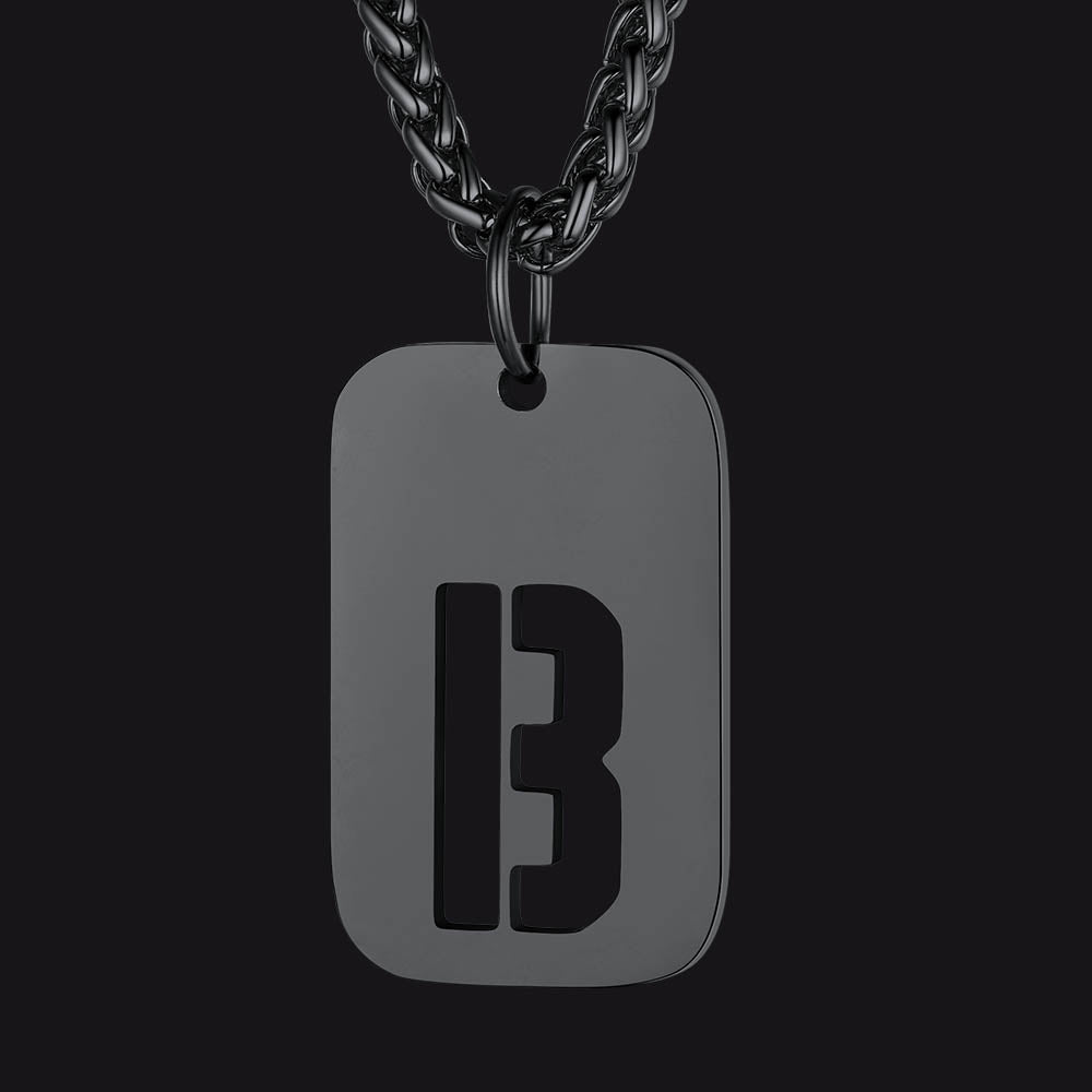 Personalized Hollow Letter Initial Dog Tag Pendant Necklace for