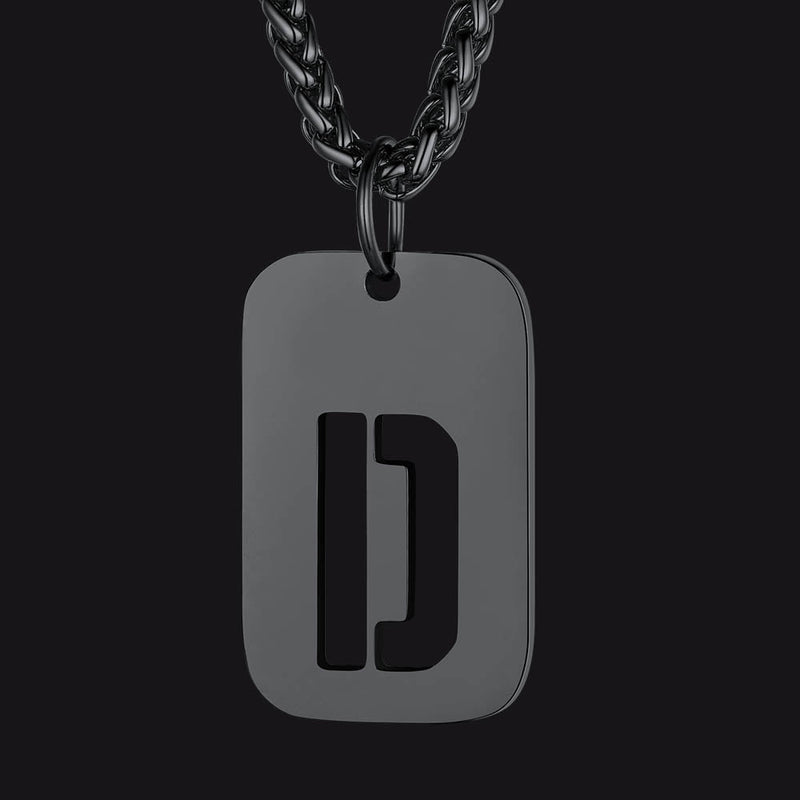 Personalized Hollow Letter Initial Dog Tag Pendant Necklace for