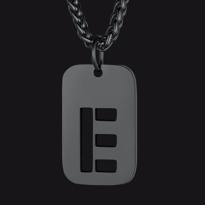 Personalized Hollow Letter Initial Dog Tag Pendant Necklace for
