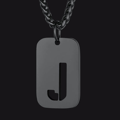 Personalized Hollow Letter Initial Dog Tag Pendant Necklace for