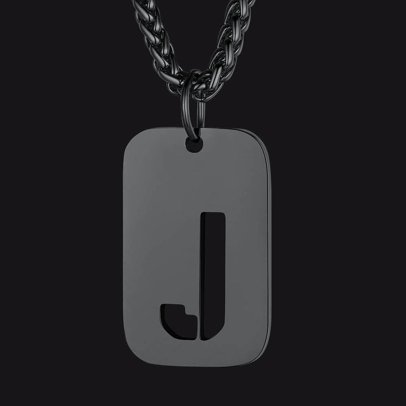 Personalized Hollow Letter Initial Dog Tag Pendant Necklace for