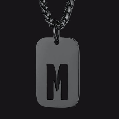 Personalized Hollow Letter Initial Dog Tag Pendant Necklace for