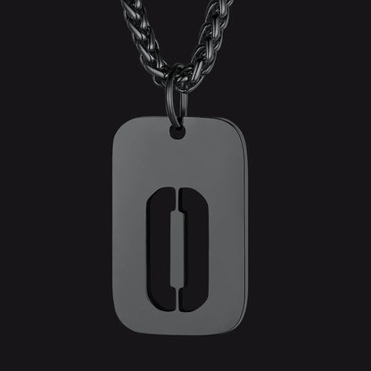 Personalized Hollow Letter Initial Dog Tag Pendant Necklace for