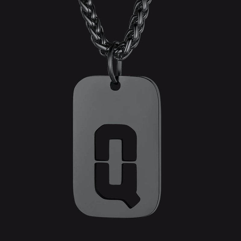 Personalized Hollow Letter Initial Dog Tag Pendant Necklace for