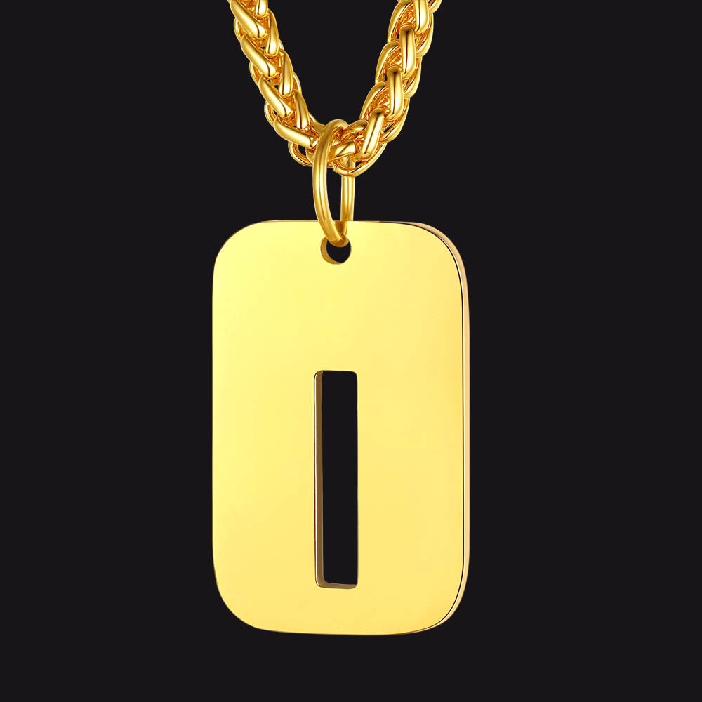 Personalized Hollow Letter Initial Dog Tag Pendant Necklace for
