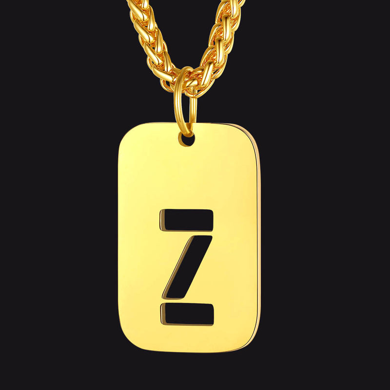 Personalized Hollow Letter Initial Dog Tag Pendant Necklace for