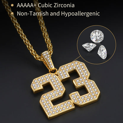 Custom Diamond Baseball Jersey Number Necklace for