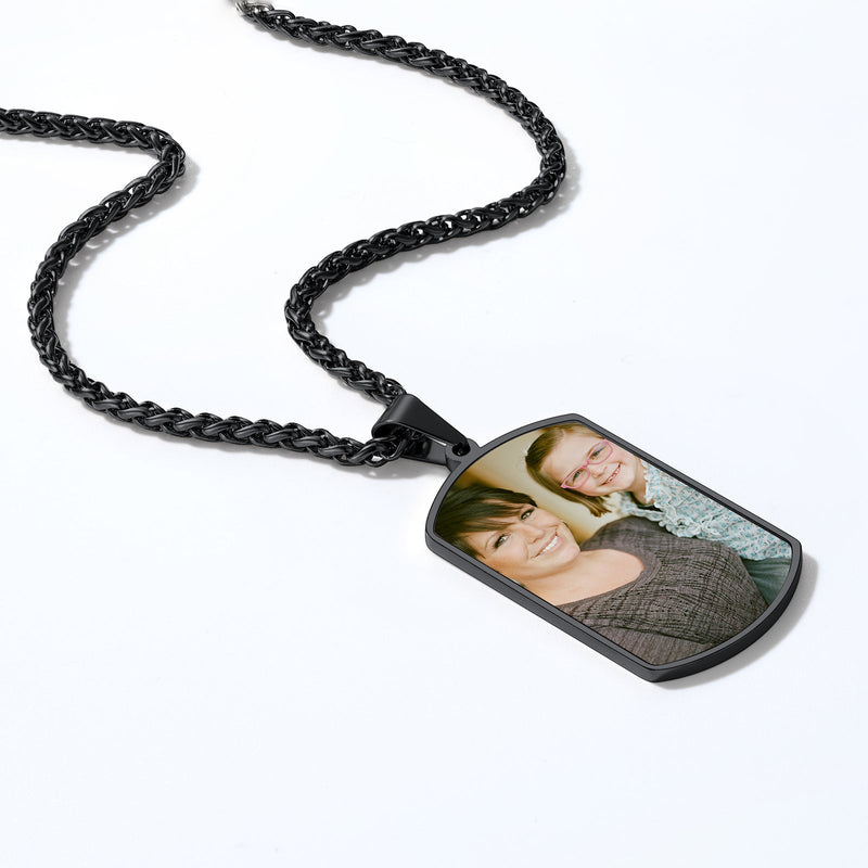 Customized Photo Dog Tag Fingerprint Necklace for