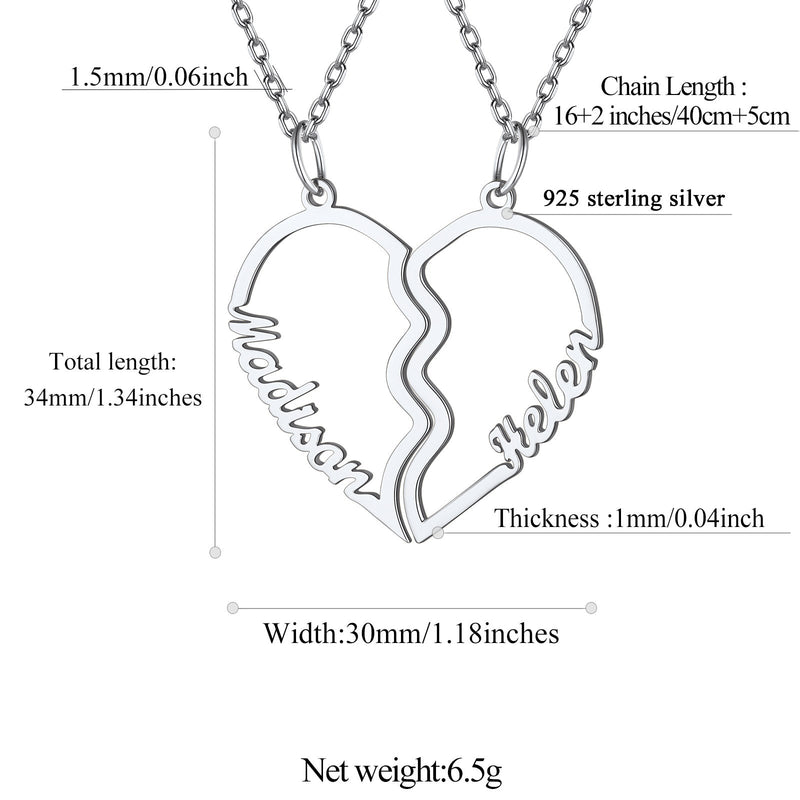 Custom Name Matching Heart Couple Necklaces Gift for Couple Mom Daughter