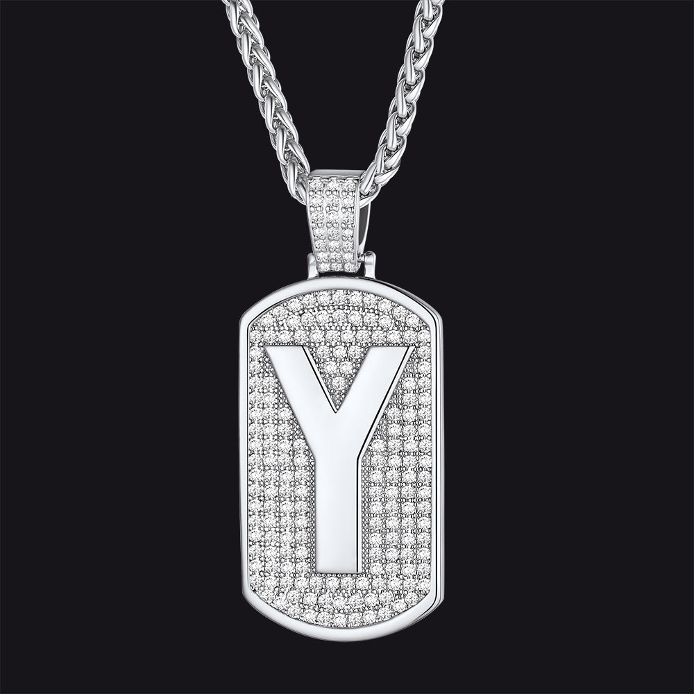 Gold Diamond Bubble Letter Initial Chain Necklace for