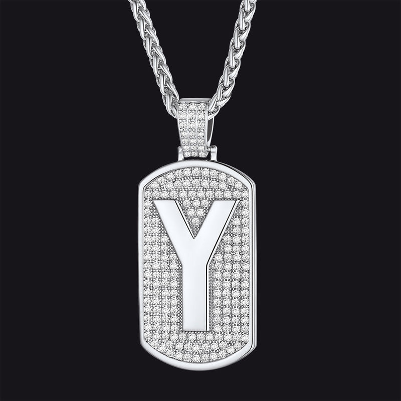 Gold Diamond Bubble Letter Initial Chain Necklace for
