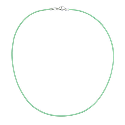 Sterling Silver 1.8mm Fine Mint Green Leather Cord Necklace