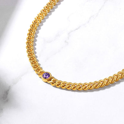 4.5mm Birthstone Gold Chain Choker Necklace for