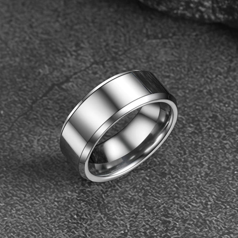 Beveled Edge Basic Wedding Tungsten Carbide Band Ring for