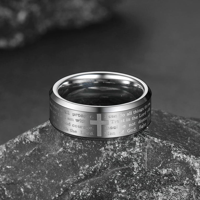Christian Lord's Prayer Tungsten Carbide Band Ring for 8mm