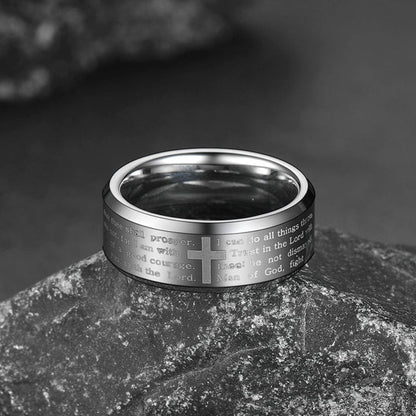 Christian Lord's Prayer Tungsten Carbide Band Ring for 8mm