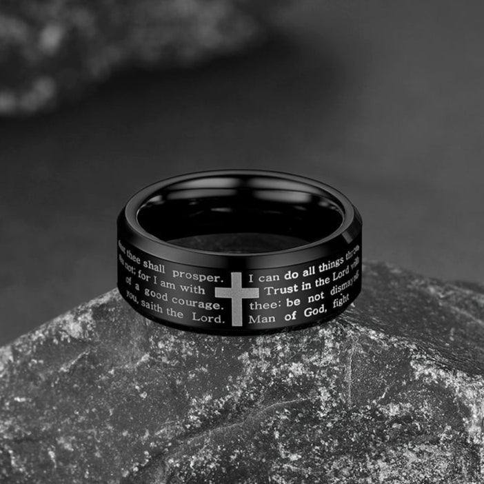 Christian Lord's Prayer Tungsten Carbide Band Ring for 8mm