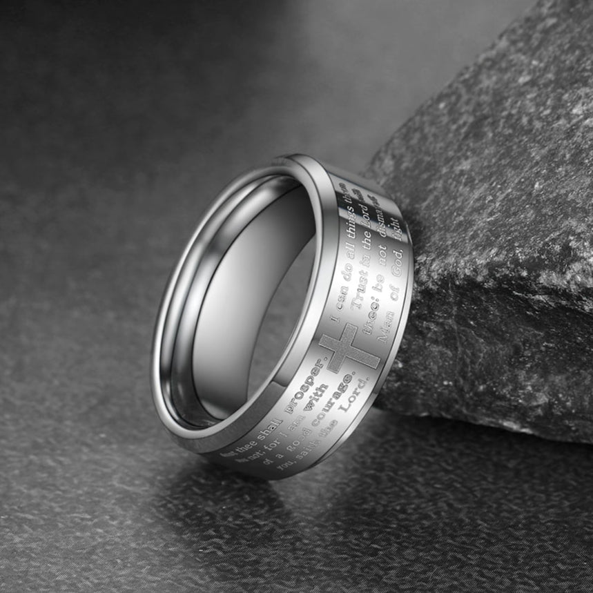 Christian Lord's Prayer Tungsten Carbide Band Ring for 8mm