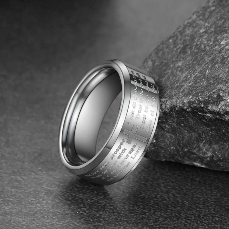 Christian Lord's Prayer Tungsten Carbide Band Ring for 8mm