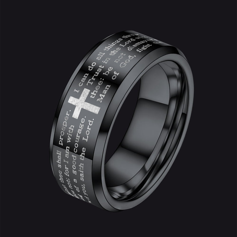 Christian Lord's Prayer Tungsten Carbide Band Ring for 8mm