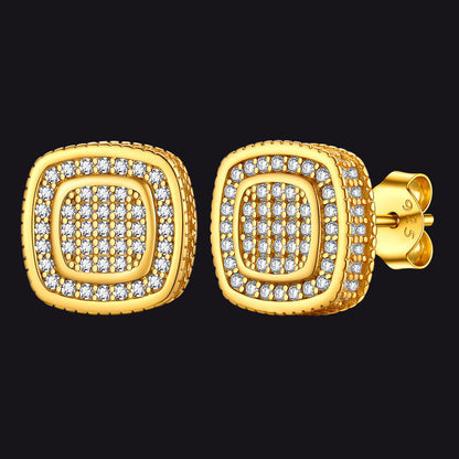 Sterling Silver Cushion Cut Diamond Stud Earrings for